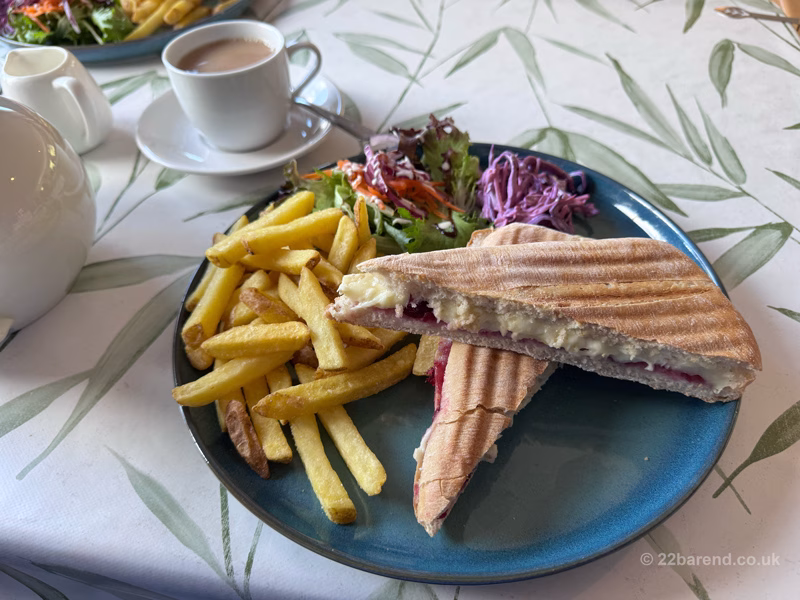 Lunch at Caddies Cove restaurant overlooking the Golf Course, near Sandyhills Beach on the Solway Coast, Dumfries and Galloway