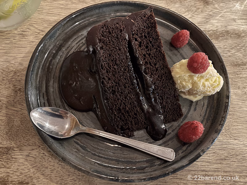 Chocolate Fudge Cake at The Olive Retreat, Castle Douglas