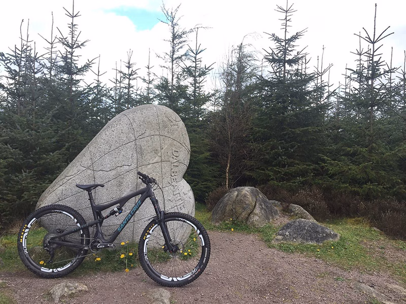 Mountain bike leaning against rock