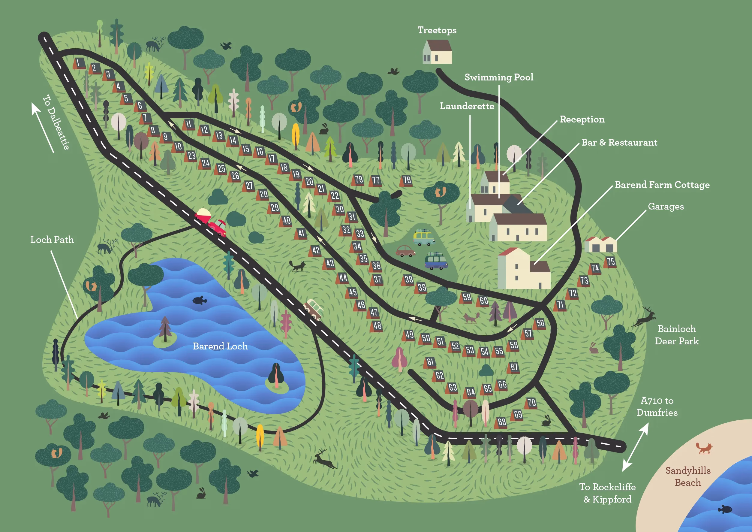 Map of Barend Holiday Lodges, Sandyhills, Dalbeattie, Colvend, Dumfries & Galloway, Scotland