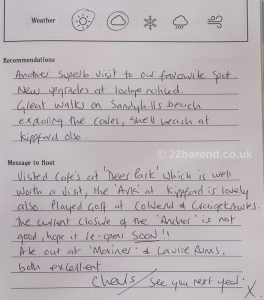 A & M Lancs - review page from Serenity 22 Barend, Dalbeattie Guest Book