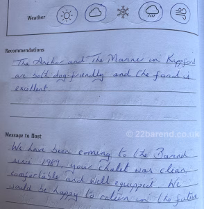 N, J & S East Renfrewshire review page from Serenity 22 Barend, Dalbeattie Guest Book