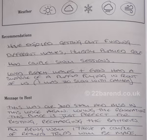 P, S, B & M Northamptonshire - review page from Serenity 22 Barend, Dalbeattie Guest Book